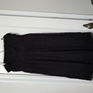 Strapless Cocktail Dress.  Navy Blue Silk Gauze. White Polka dots. Worn once.